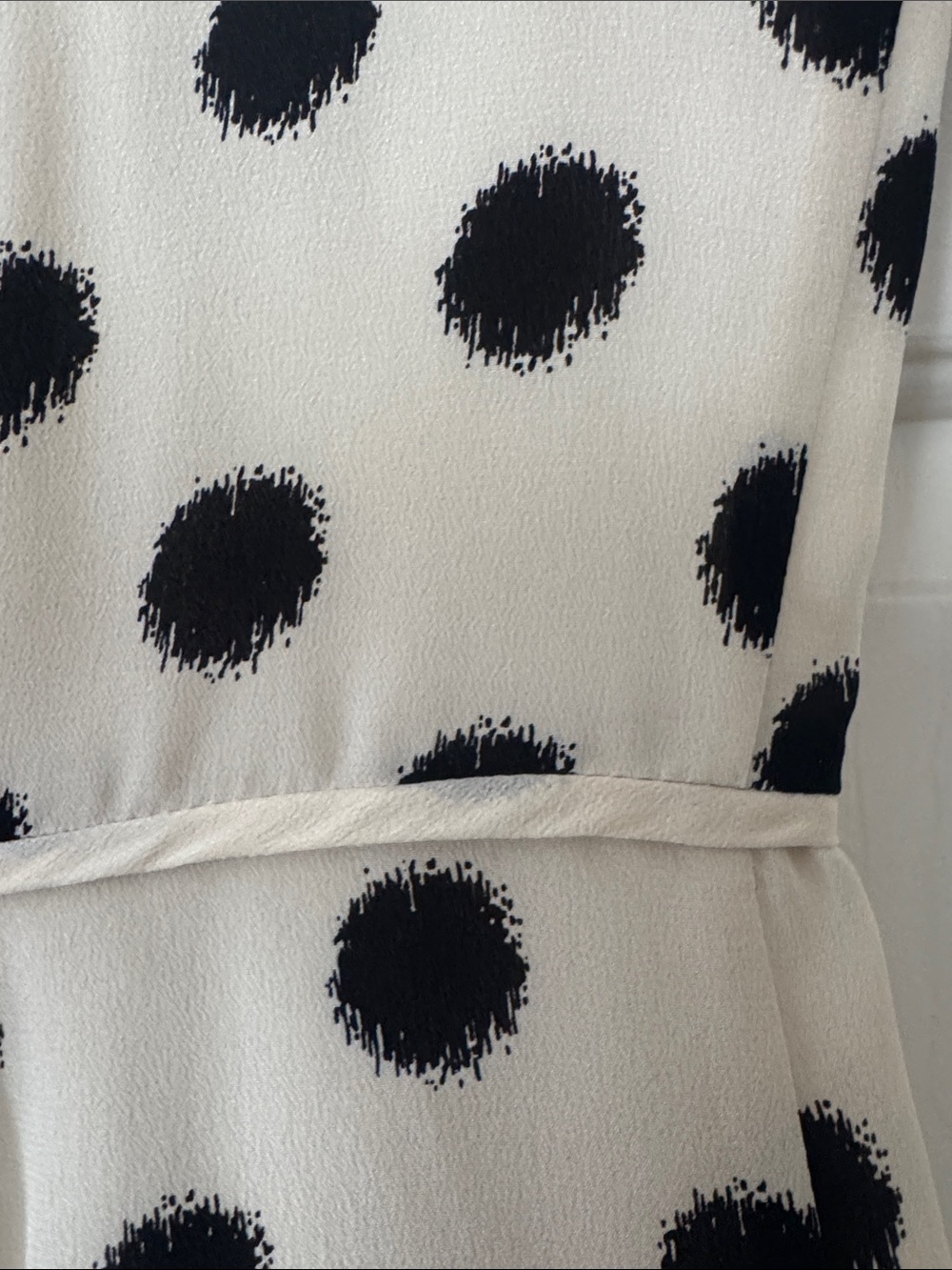 Polka Dot Cream Midi Dress with Short Sleeves - Picture 6 of 8